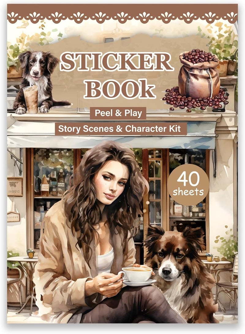 Bomichi People Sticker Book for aldult Girl, 30 Sheets 341 Pcs Stickers & 10 Sheets Scrapbook Paper for Journaling Scrapbooking Bullet Journals Planners Letter Card Making Collage Art Crafts - Image 1
